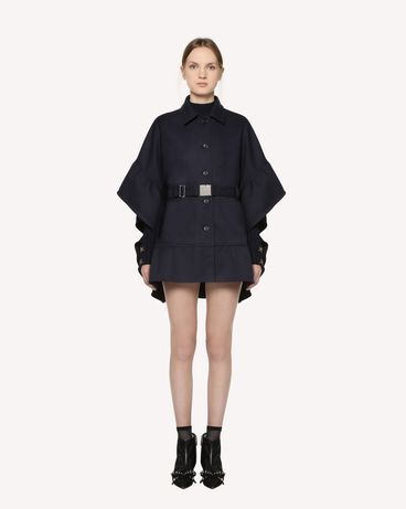 REDValentino Tricotine Tech belted cape with flounce