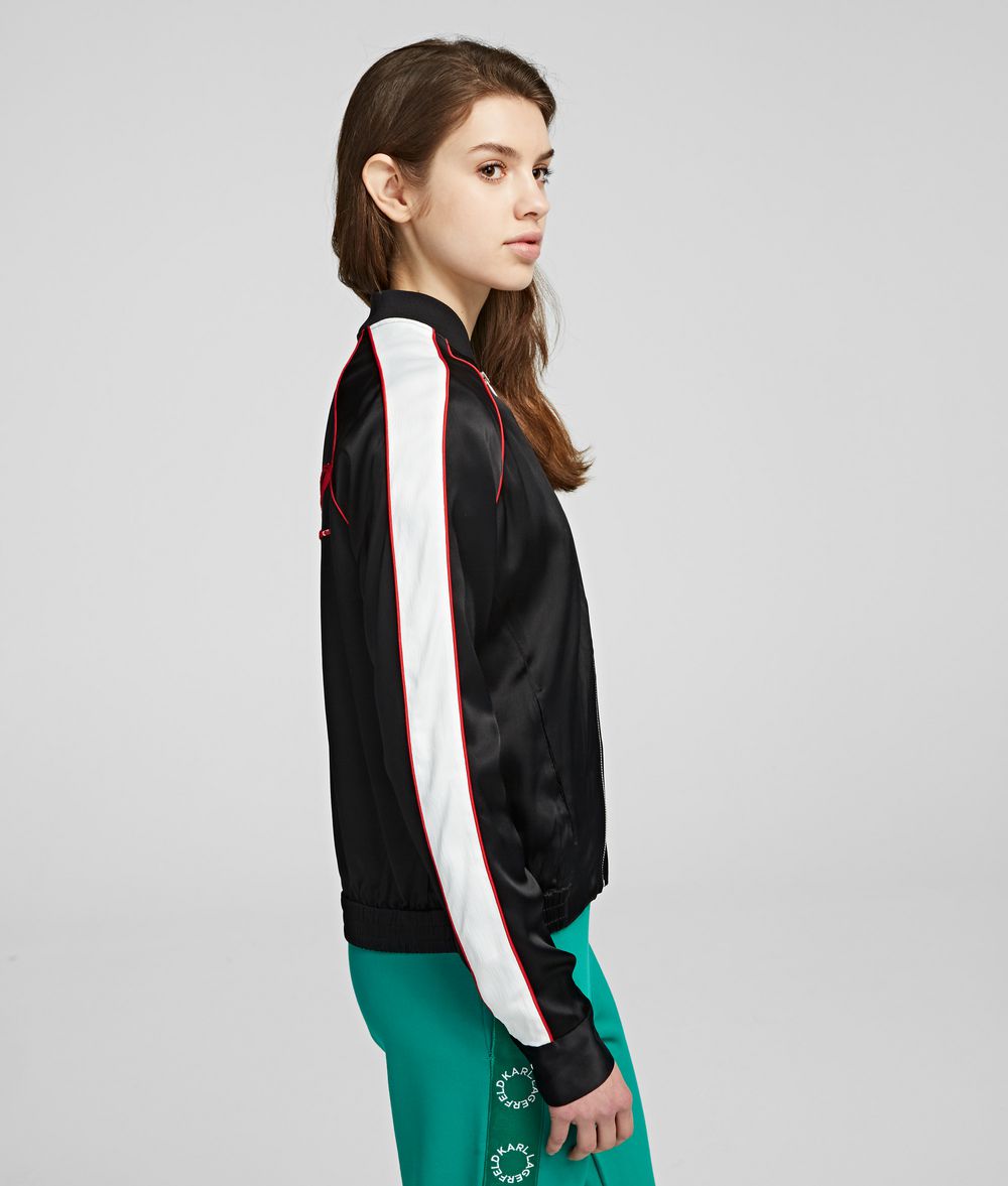 KARL LAGERFELD K/Signature Satin Bomber Jacket Woman d