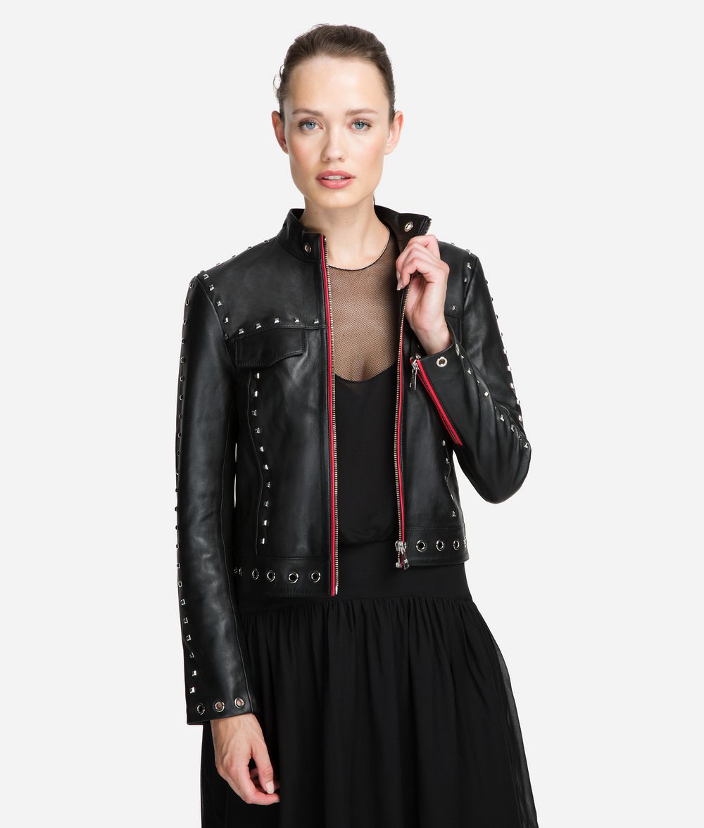 KARL LAGERFELD Studded Leather Jacket Jacket Woman f
