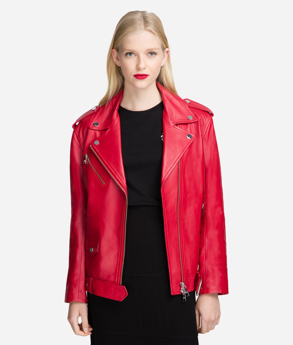 KARL LAGERFELD Leather Biker Jacket Jacket Woman f