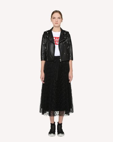 REDValentino Rhinestones detail leather biker