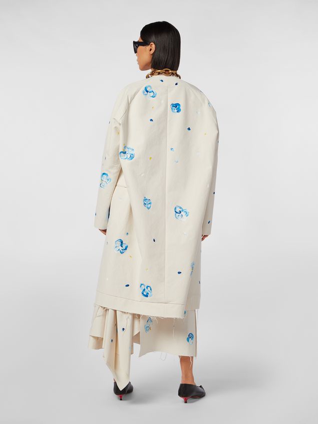 Duster Coat Marni Duster coat in hand-painted stretch cotton cloth Iride print Woman