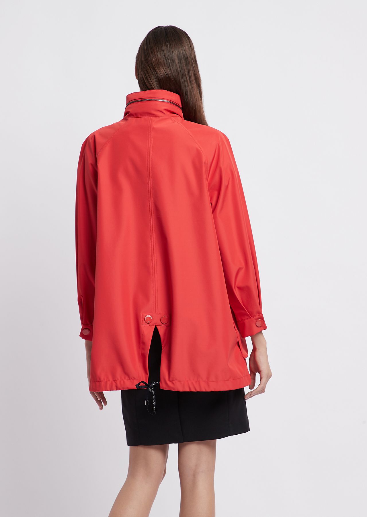 Polyester raincoat with hood and drawstring on the back | Woman | Emporio Armani