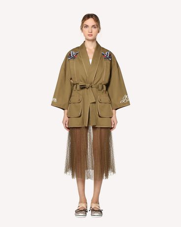 REDValentino Tattoo-embroidered cotton gabardine kimono
