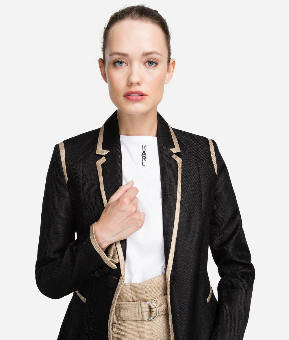KARL LAGERFELD Tailored Gold-Trim Blazer Blazer Woman f