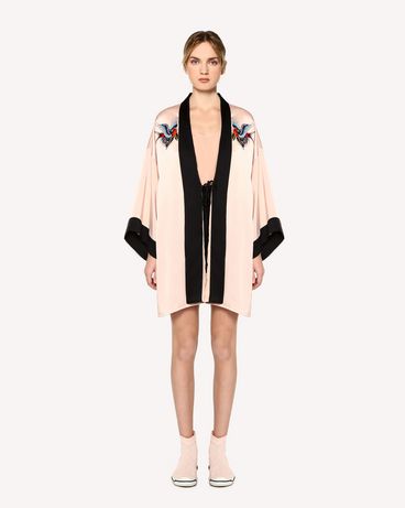 REDValentino Tattoo-embroidered fluid satin kimono