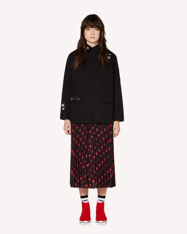 REDValentino Hearts and arrows embroidered cotton gabardine caban
