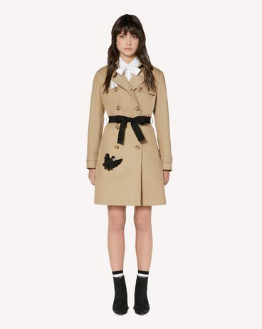 REDValentino Gabardine trench coat with swan patch