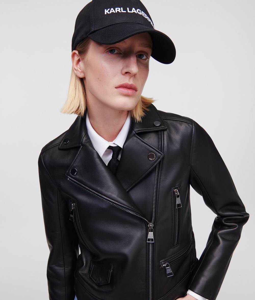 KARL LAGERFELD Leather Biker Jacket Jacket Woman f