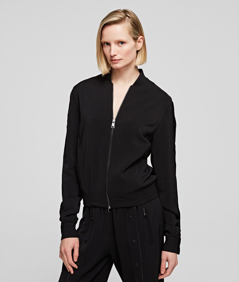 KARL LAGERFELD Snap-Sleeved Bomber Jacket Woman f