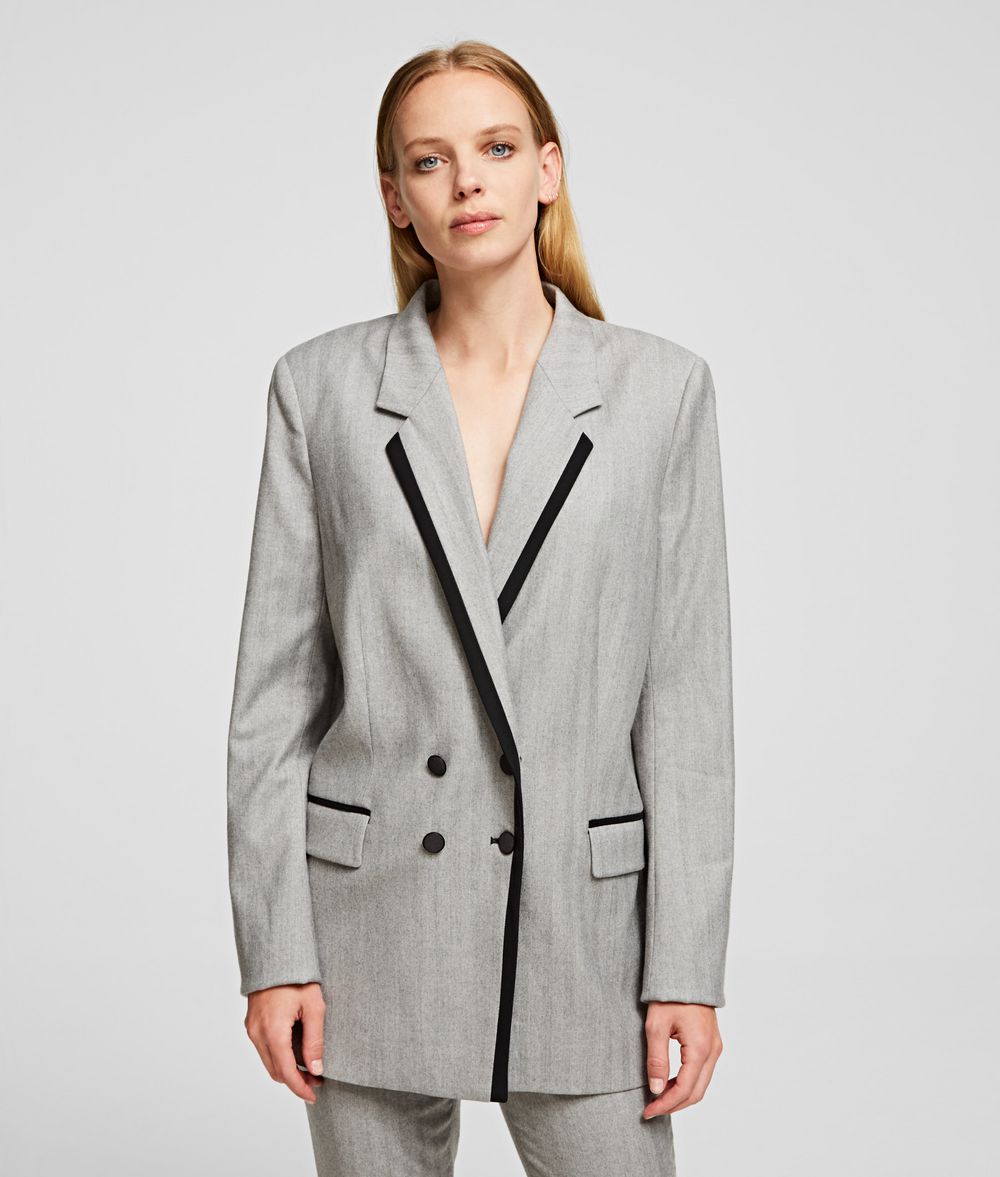 KARL LAGERFELD Tailored Wool Blend Jacket Blazer Woman f