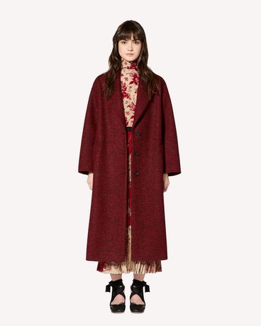 REDValentino Ruffle detail Wool Herringbone coat