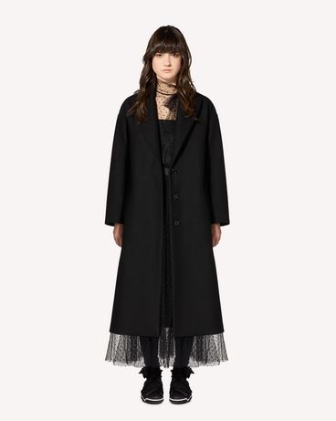 REDValentino Ruffle detail wool cashmere coat