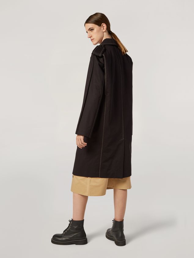 Duster Coat Marni Duster coat in cotton and linen drill with epaulette Woman