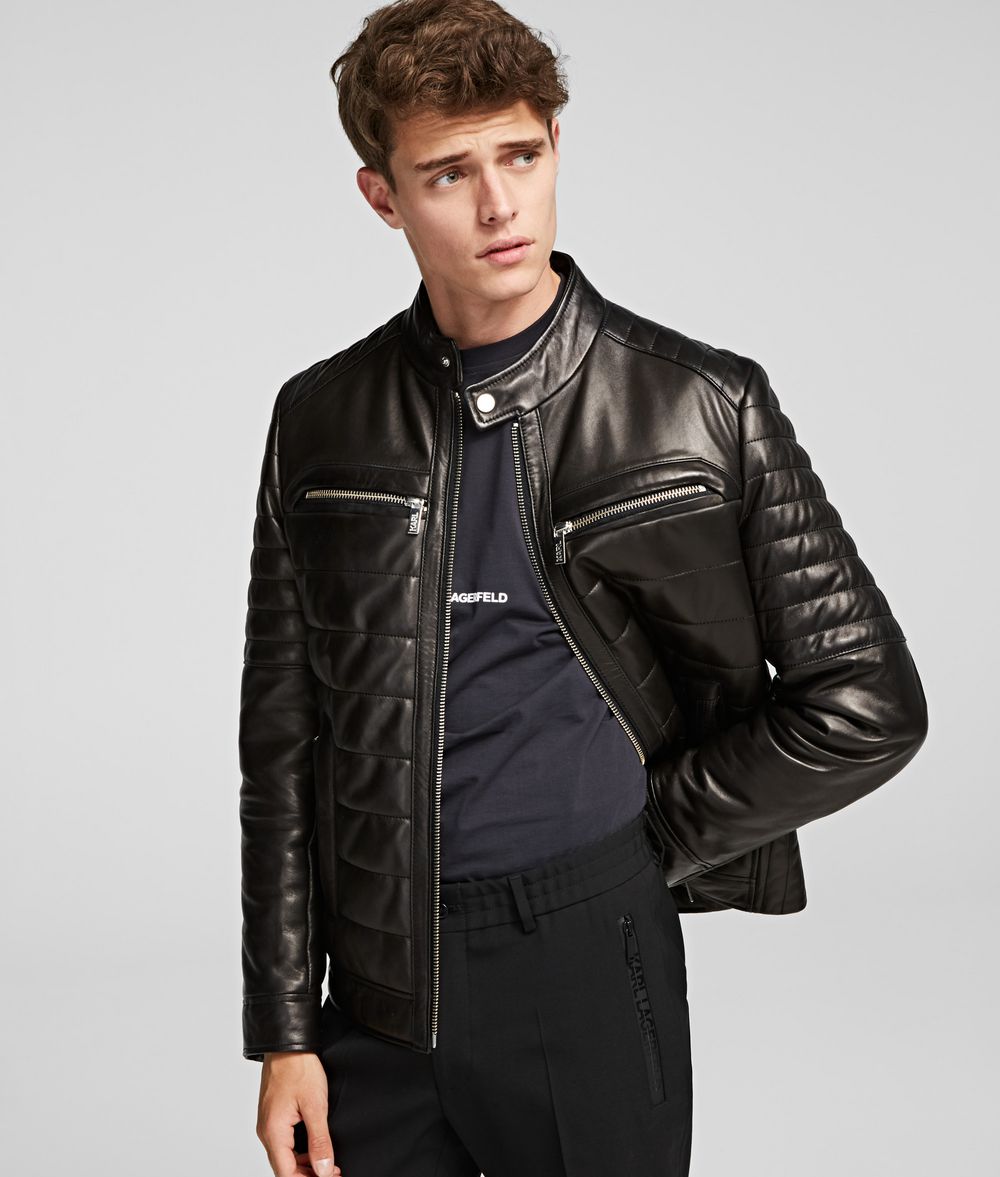 KARL LAGERFELD LEATHER RACER JACKET Jacket Man f