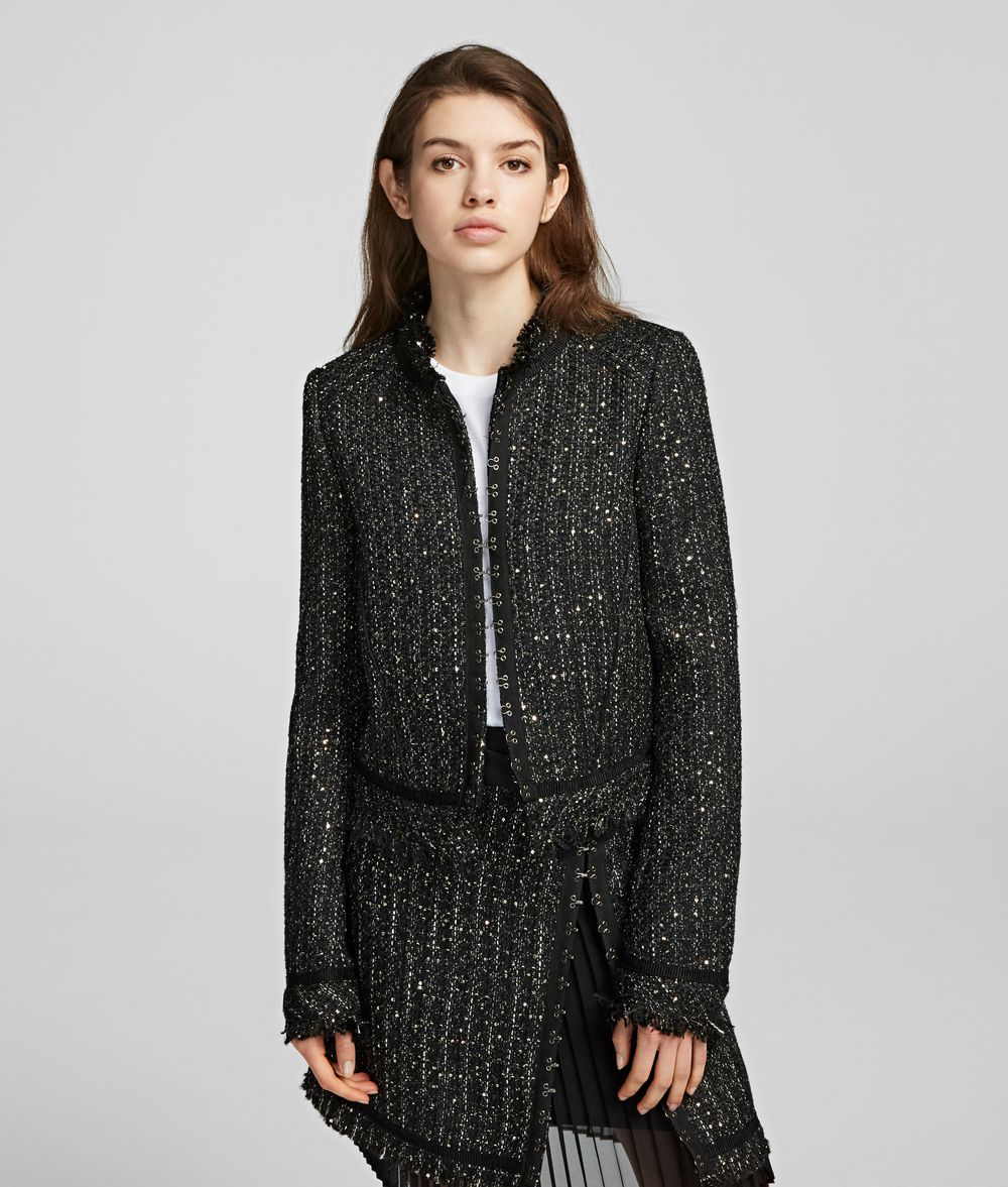 KARL LAGERFELD Sparkle Bouclé Jacket Jacket Woman f