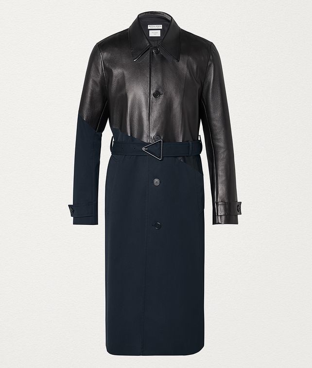 BOTTEGA VENETA TRENCH COAT IN COTTON GABARDINE AND LEATHER Outerwear and Jacket Man fp