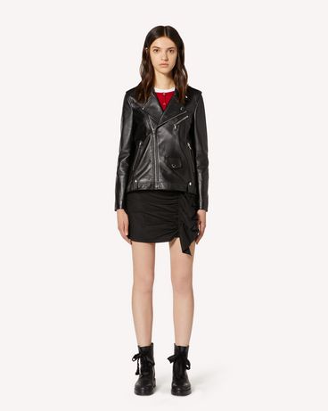 REDValentino Pleated back leather biker