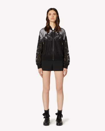 REDValentino Organza cut out embroidered point d'esprit tulle bomber jacket
