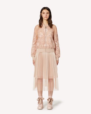 REDValentino Point d'esprit tulle bomber jacket with cut-out organza embroidery
