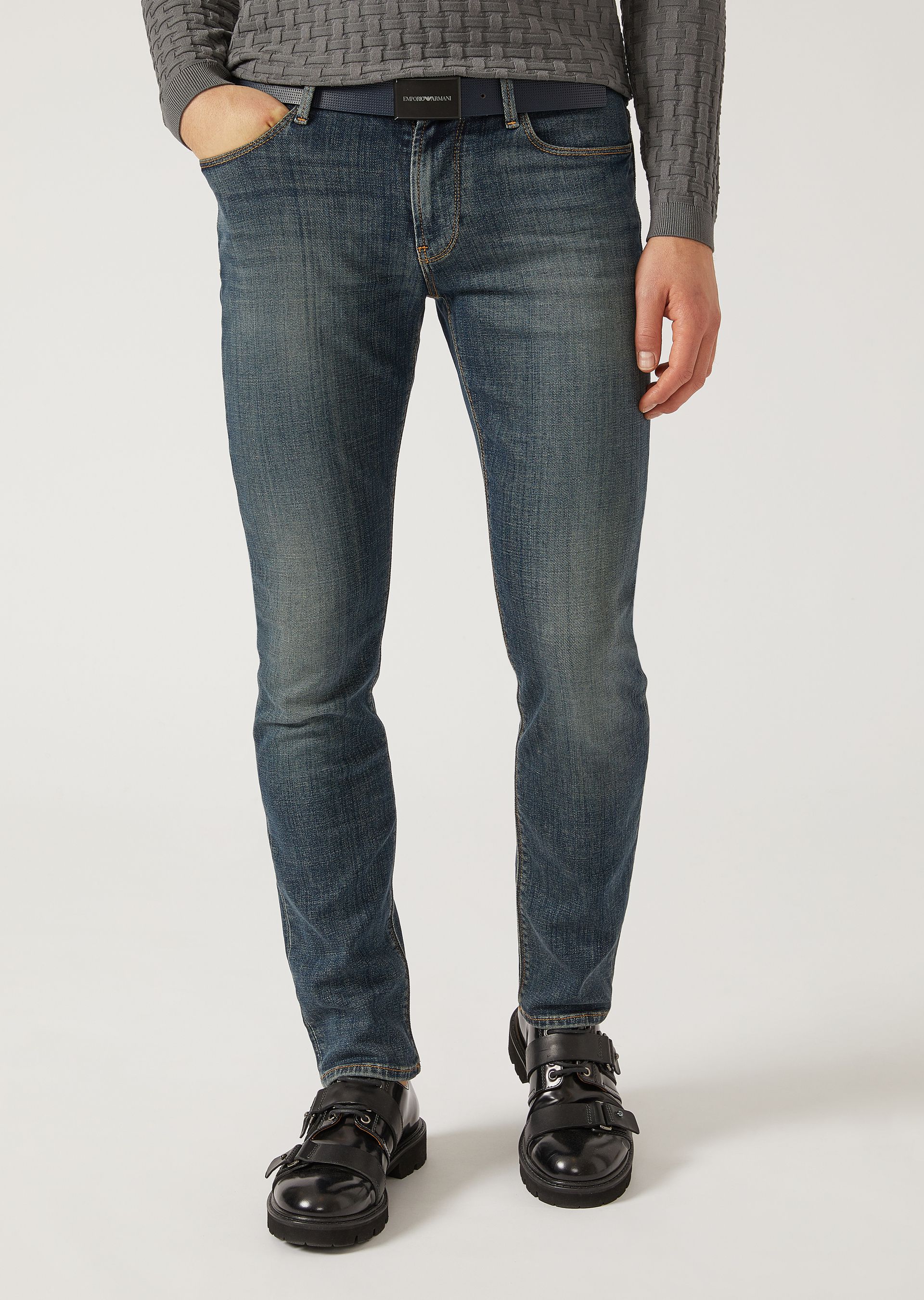 J06 SLIM FIT STRETCH COTTON DENIM JEANS for Men | Emporio Armani