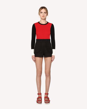 REDValentino Cotton cady shorts with zagana ribbon detail