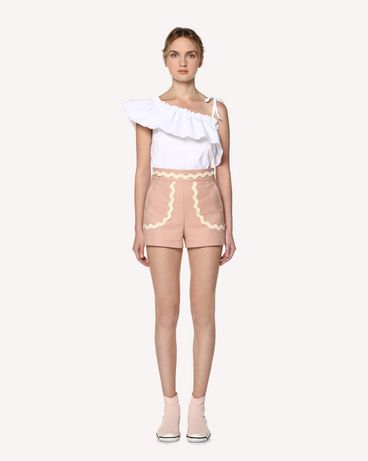 REDValentino Cotton cady shorts with zagana ribbon detail