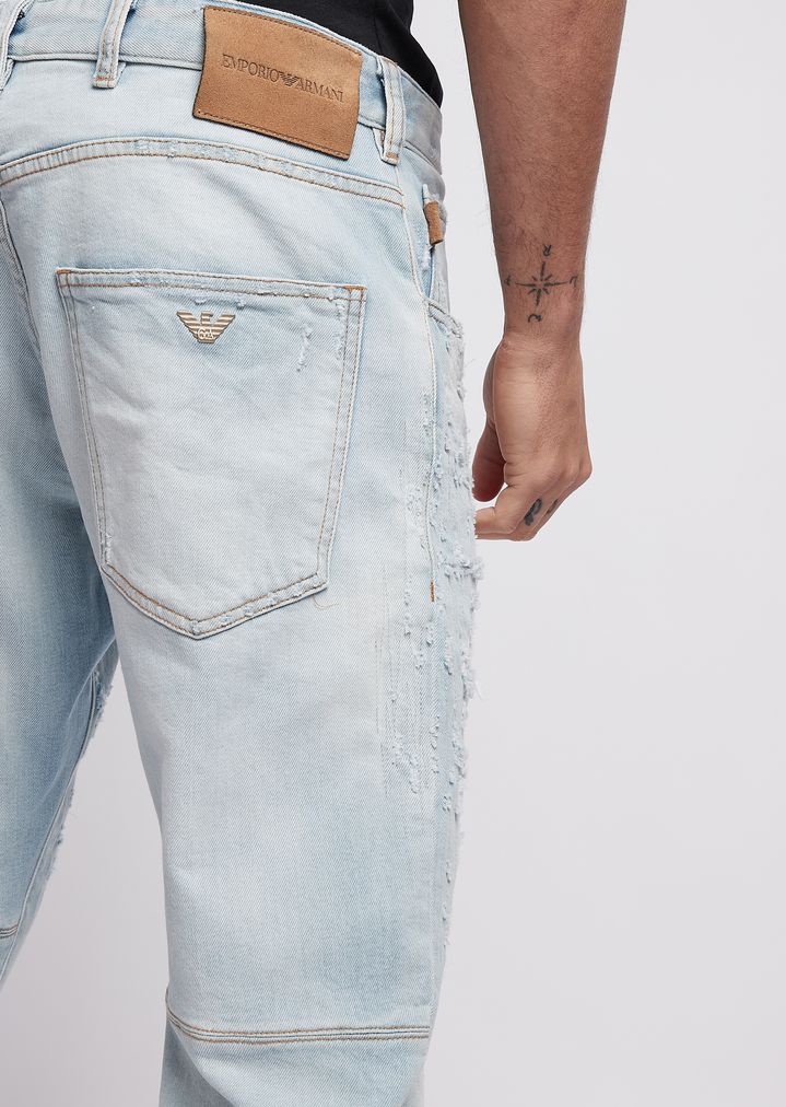 12.5 oz loose-fit J04 jeans with stitching and fading | Man | Emporio ...