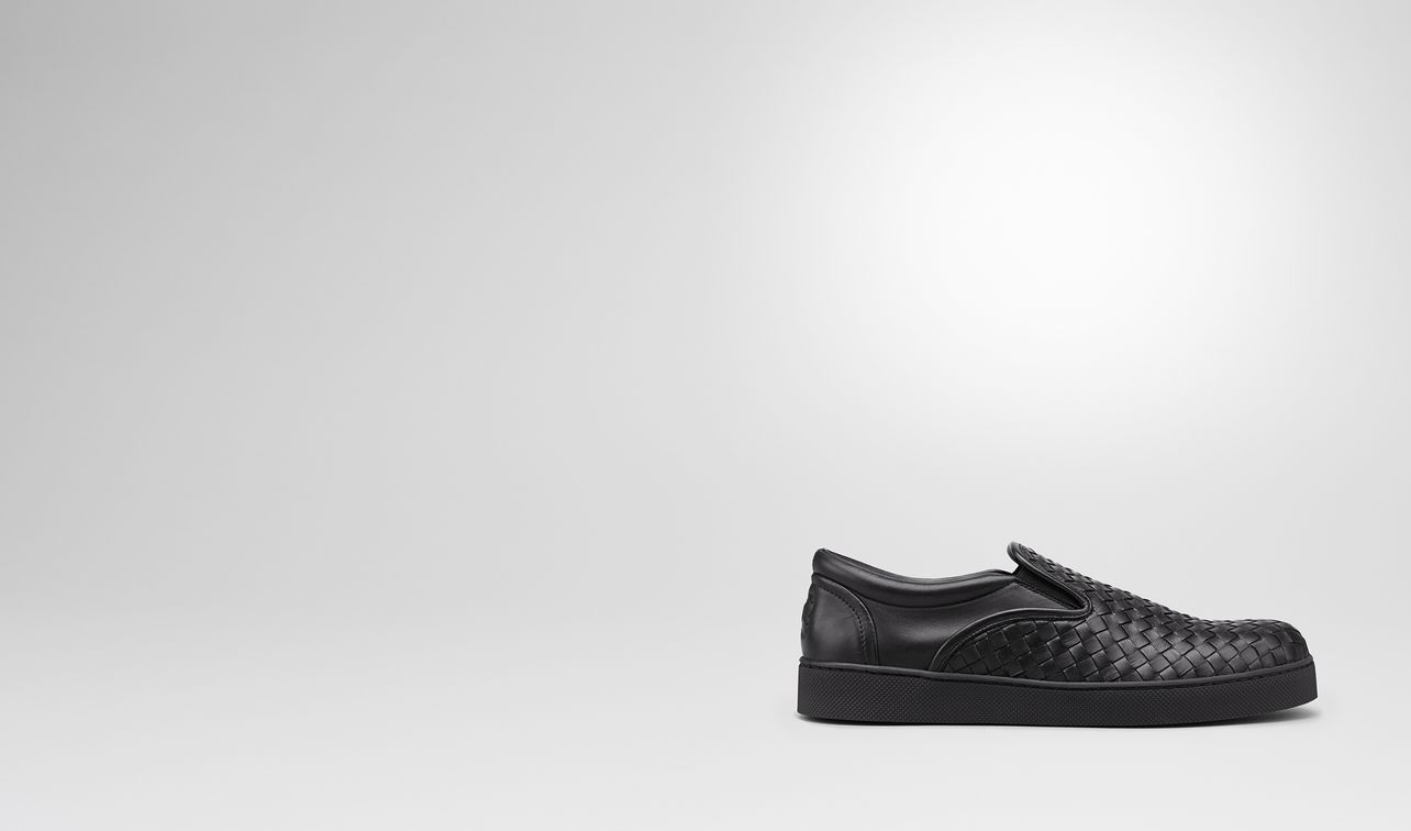 dodger sneaker in nero intrecciato nappa landing