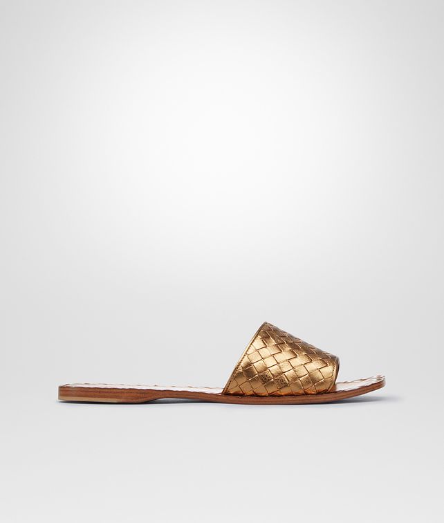 Bottega Veneta® ‎ - ‎ New Bronze Intrecciato Calf Metal Sandal ‎