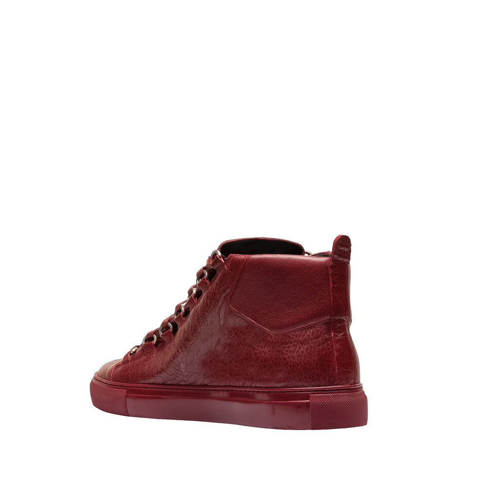 burgundy balenciaga arena sneakers