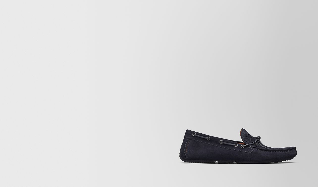 dark navy intrecciato suede wave driver landing