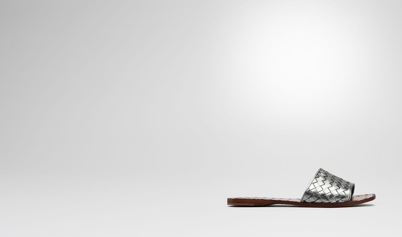 light silver intrecciato calf sandals landing