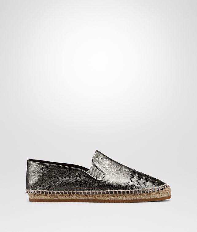 BOTTEGA VENETA ESPADRILLES GALA EN VEAU INTRECCIATO ARGENTO ANTIQUE Espadrilles Femme fp