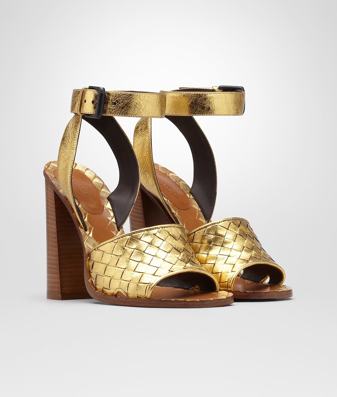Bottega SANDALS IN LIGHT GOLD INTRECCIATO CALF