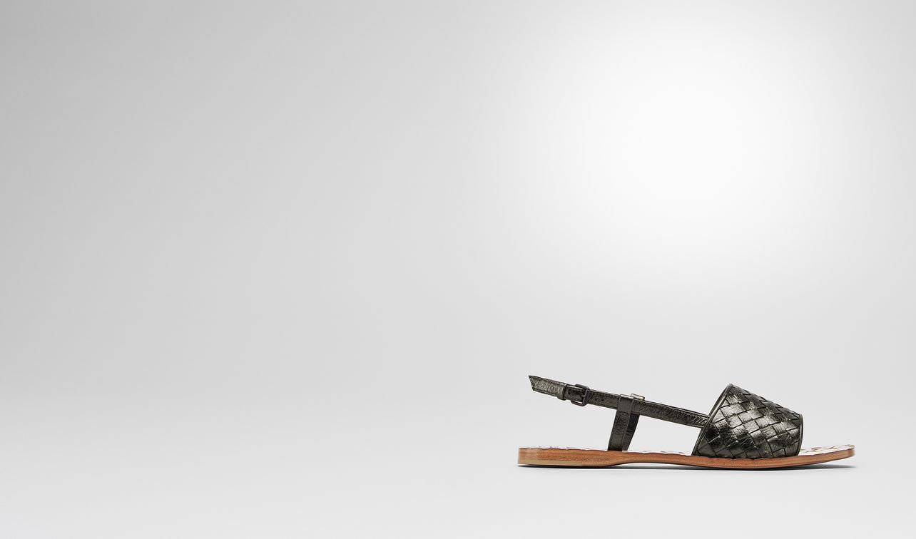 ravello sandals in argento antique intrecciato calf landing