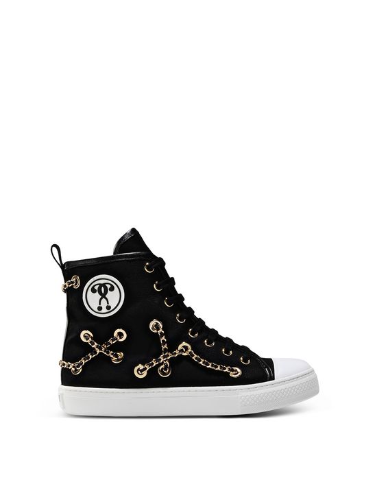 MOSCHINO Chain Embellished Hi-Top Sneakers, Black | ModeSens