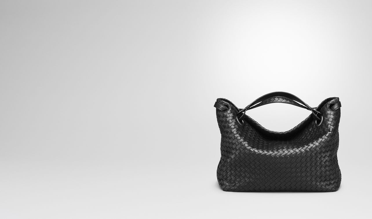 borsa garda media in intrecciato nappa nero landing