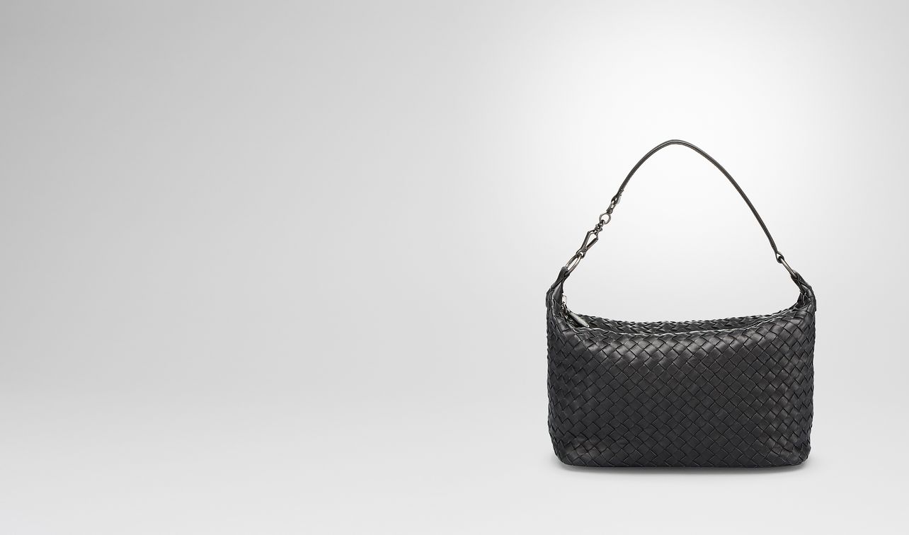 nero intrecciato nappa small shoulder bag landing