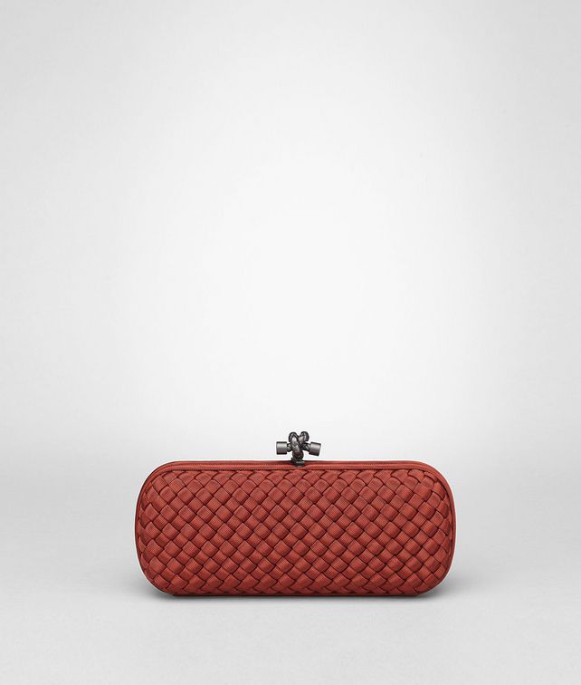 BOTTEGA VENETA STRETCH KNOT CLUTCH IN BRIQUE INTRECCIO FAILLE MOIRE Clutch Woman fp