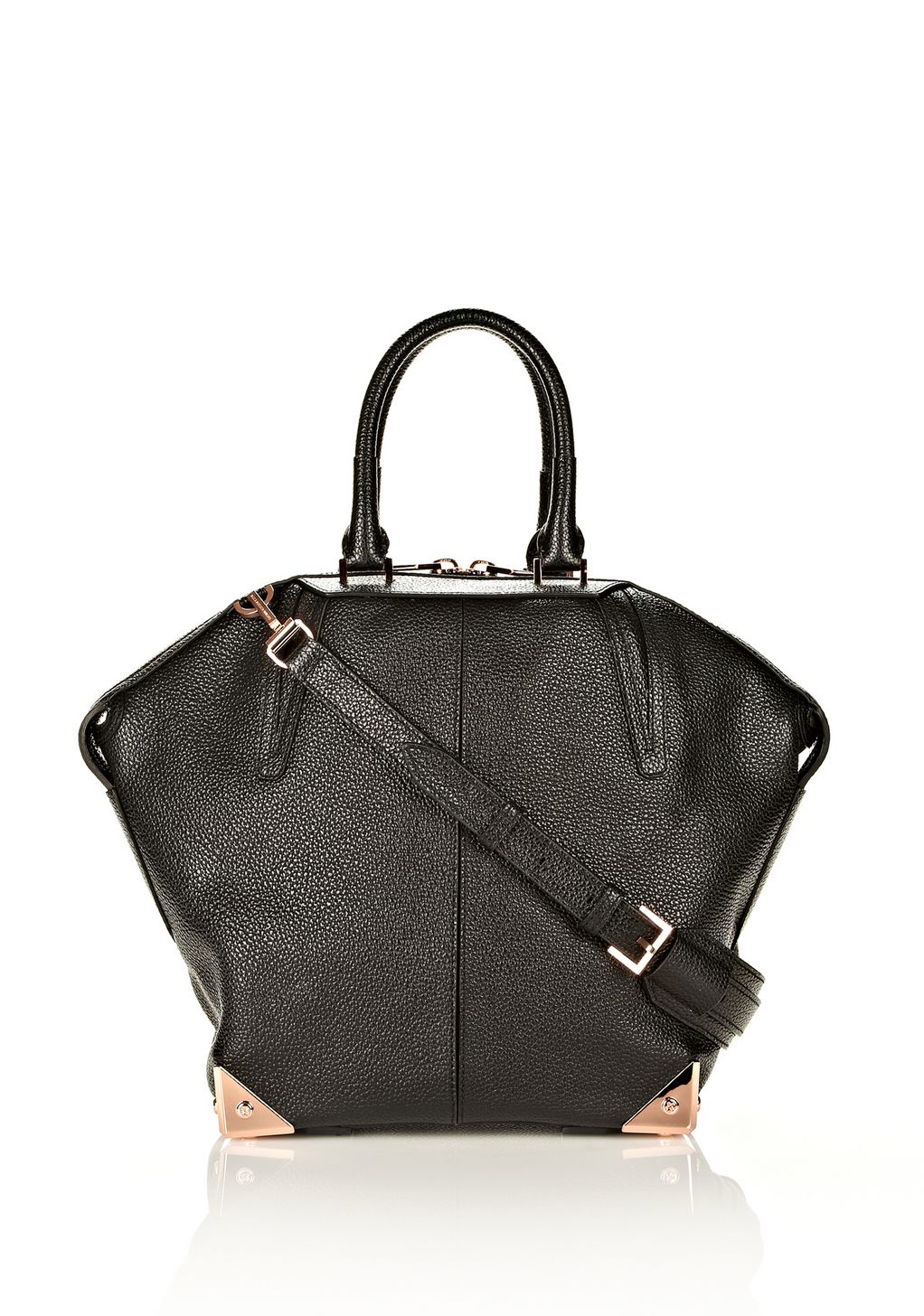Alexander Wang LARGE EMILE IN PEBBLED BLACK WITH ROSE GOLD TOTE/DEL | Official Site