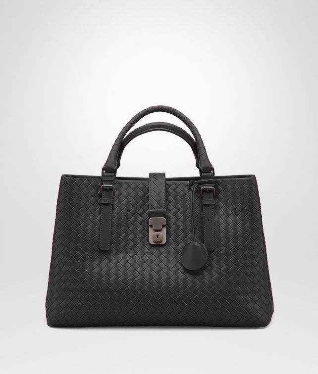 BOTTEGA VENETA BORSA ROMA MEDIA IN VITELLO INTRECCIATO NERO Borsa a Mano Donna fp