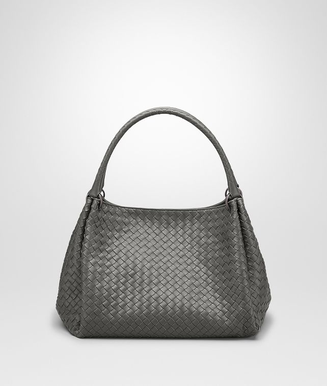 Bottega Veneta® - PARACHUTE BAG IN NEW LIGHT GREY INTRECCIATO NAPPA