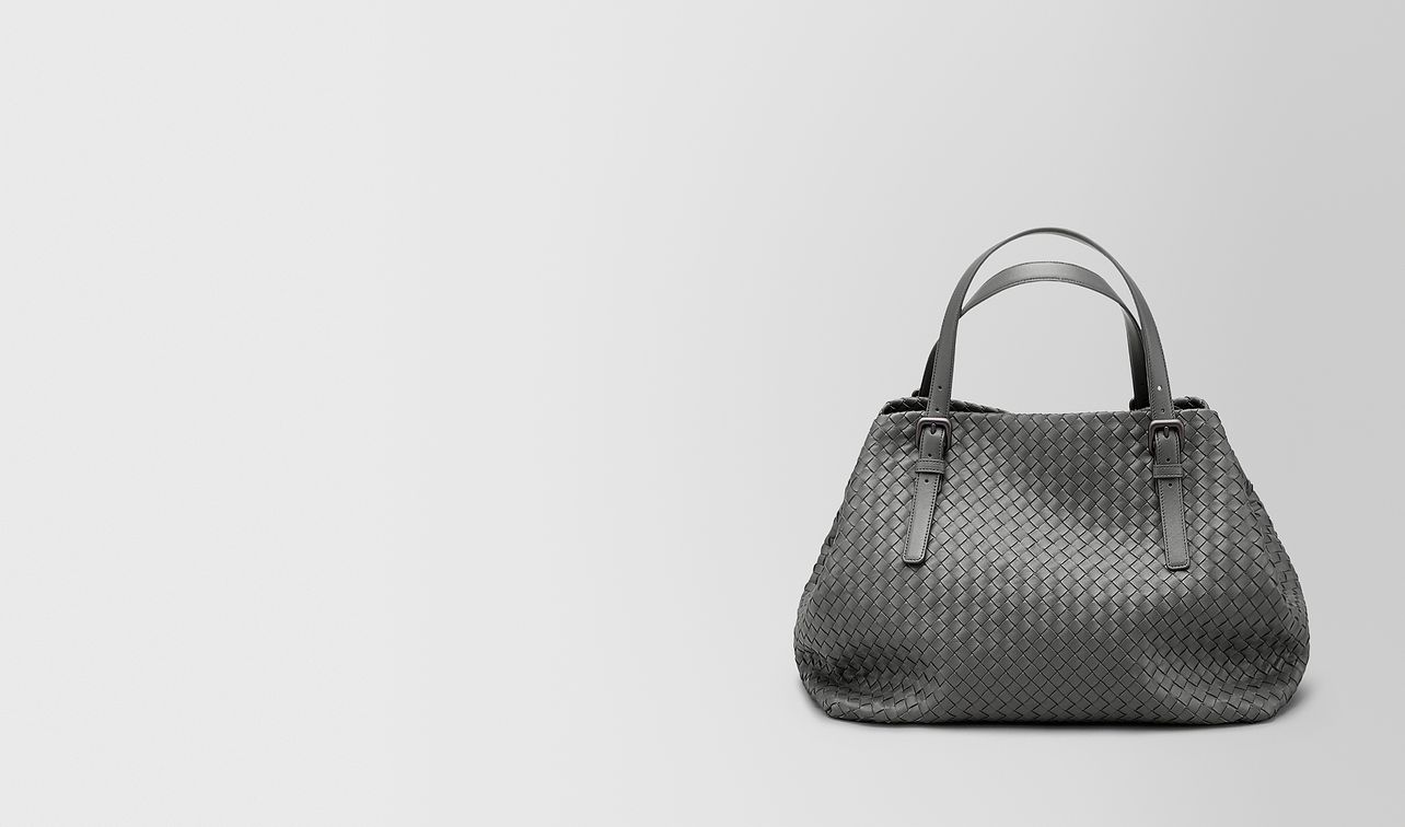 light grey intrecciato nappa large cesta bag landing