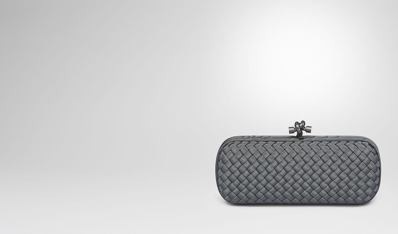 stretch knot in medium grey intreccio faille moire landing