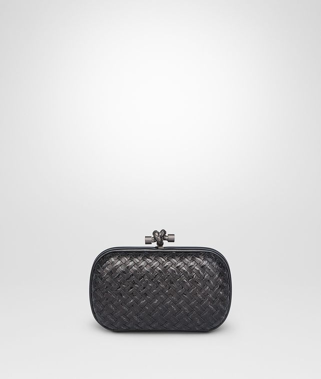 BOTTEGA VENETA Nero Metal Intreccio Placcato Knot Clutch Woman fp