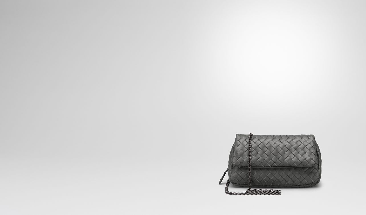 messenger bag in new light grey intrecciato nappa landing