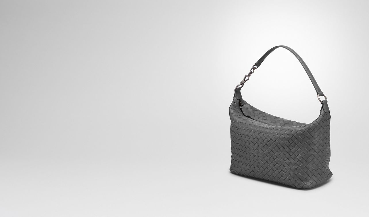 light gray intrecciato nappa small shoulder bag landing