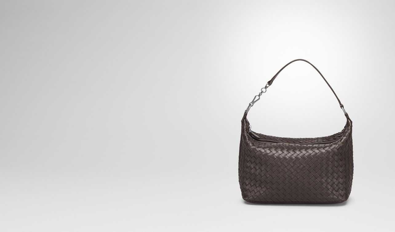 espresso intrecciato nappa small shoulder bag landing
