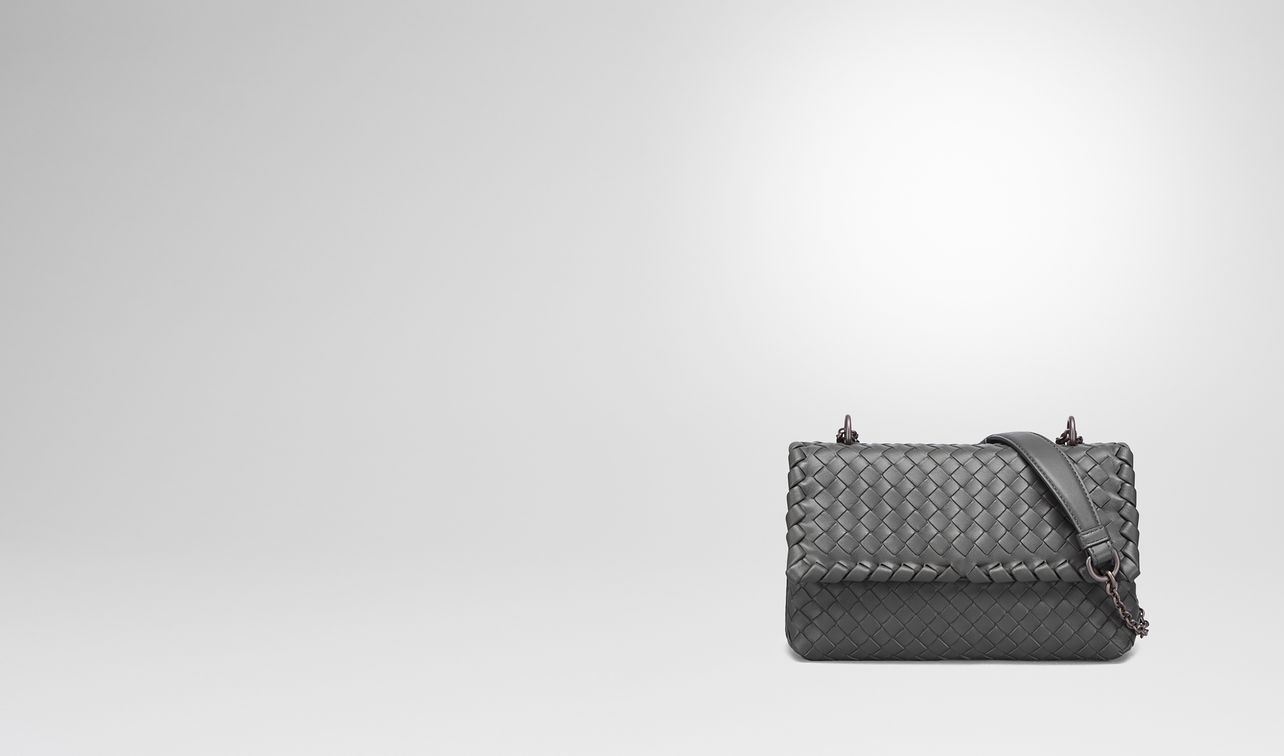 baby olimpia bag in new light grey intrecciato nappa landing